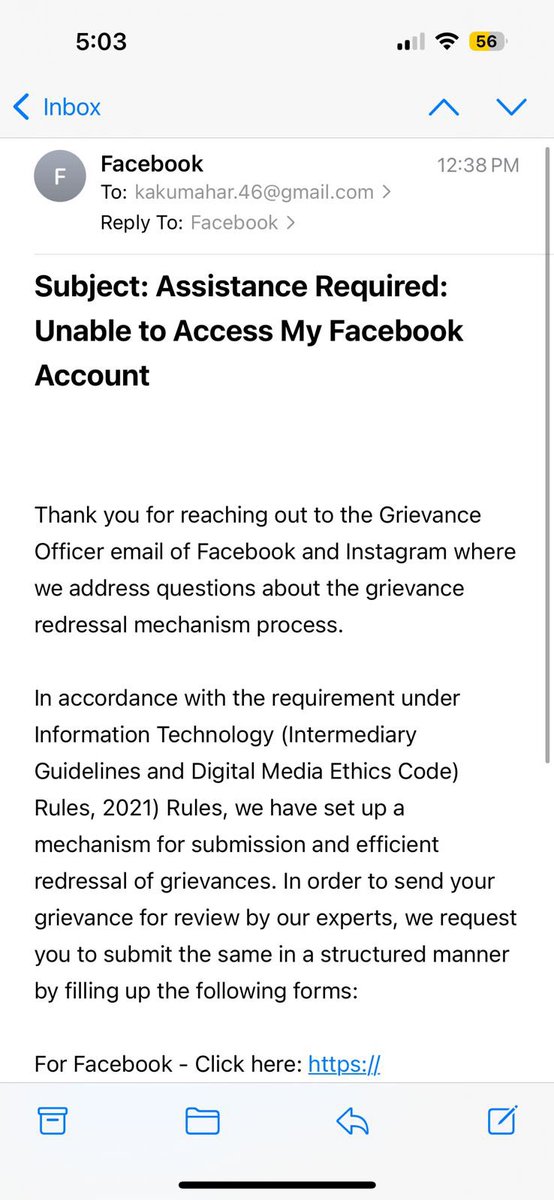 46Kaku's tweet photo. "Facebook blocked my account without any valid reason and is now ignoring my emails. No explanation, no response—just harassment. This is unacceptable! @facebook @Meta, care to explain? #FacebookIssues #AccountBlocked" https://t.co/Ilr6ulnX1r