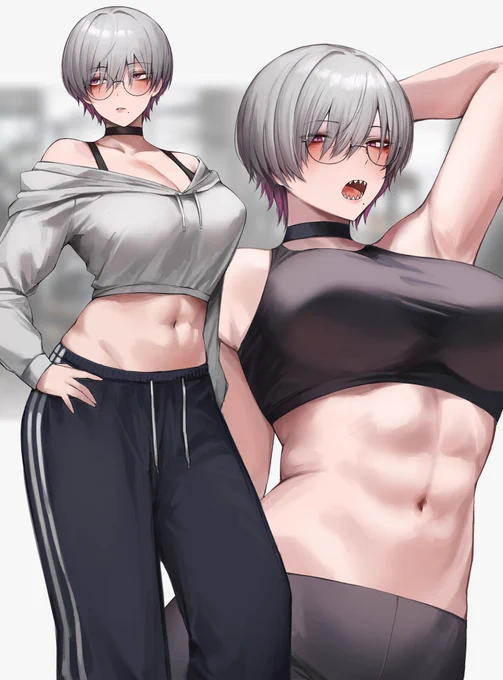 短髪メガネ三白眼筋肉お姉さん 