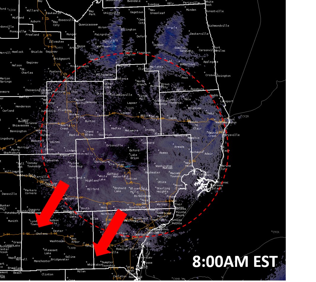 Light freezing mist/drizzle continues. Localized ice accumulation up to a glaze possible. Drivers are urged to use caution and account any variable driving conditions that may develop through the morning commute. #miwx