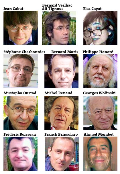 Las doce personas que murieron el el ataque de 2015 a Charlie Hebdo. imagen de twitter