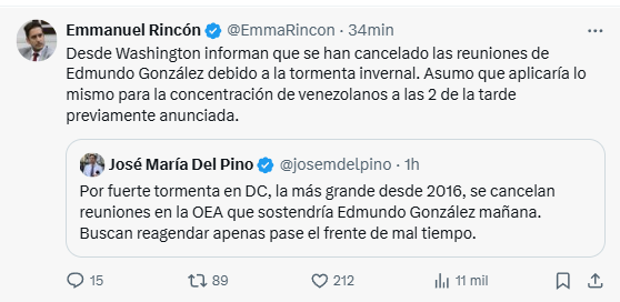 SonPolemicas's tweet photo. Es extraño que esa "nevada" le impide a Biden recibir a Edmundo González en la Casa Blanca, pero no le impide a Biden y su esposa tomar un avión hoy para New Orleans...Se les caen las mentiras 😂😂😂 https://t.co/bOwFkGjriE