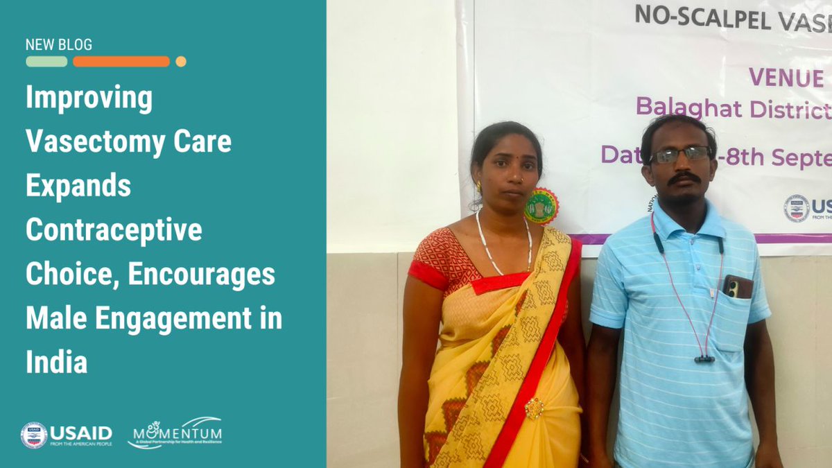 Ankit and Varsha Varke are among the 0.3% of couples in India who choose a method of male sterilization, inc. #vasectomy. Learn how MOMENTUM Safe Surgery is helping couples in #MadhyaPradesh improve access to no-scalpel vasectomy: usaidmomentum.org/improving-vase…