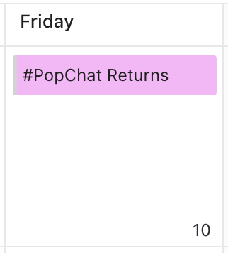 goooood morning! ☀️ #PopChat returns this week! 🎉