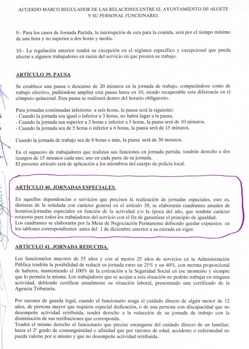 CppmAlgete's tweet photo. 📝 El Acuerdo Marco Regulador de los funcionarios del Ayto. de #Algete indica en el art.40 que los trabajadores con jornadas especiales tienen que tener su cuadrante anual publicado el 1 de diciembre. Pues estamos a 6 de enero de 2025 y seguimos esperando. https://t.co/pC8TZXEylD