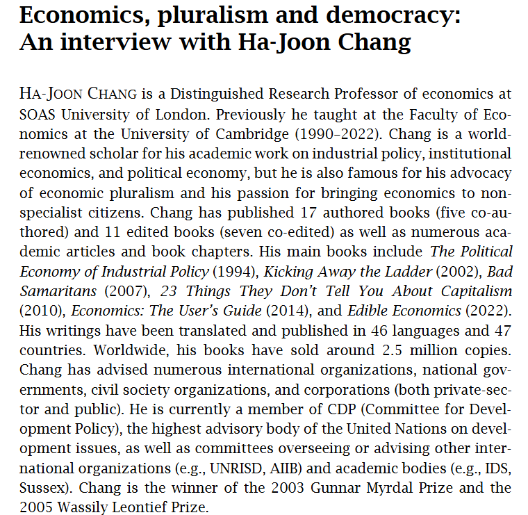 ErasmusJPE's tweet image. Now on first view 'Economics, pluralism and democracy: An interview with Ha-Joon Chang' conducted by Teemu Lari (@TeemuLari): ejpe.org/journal/articl…