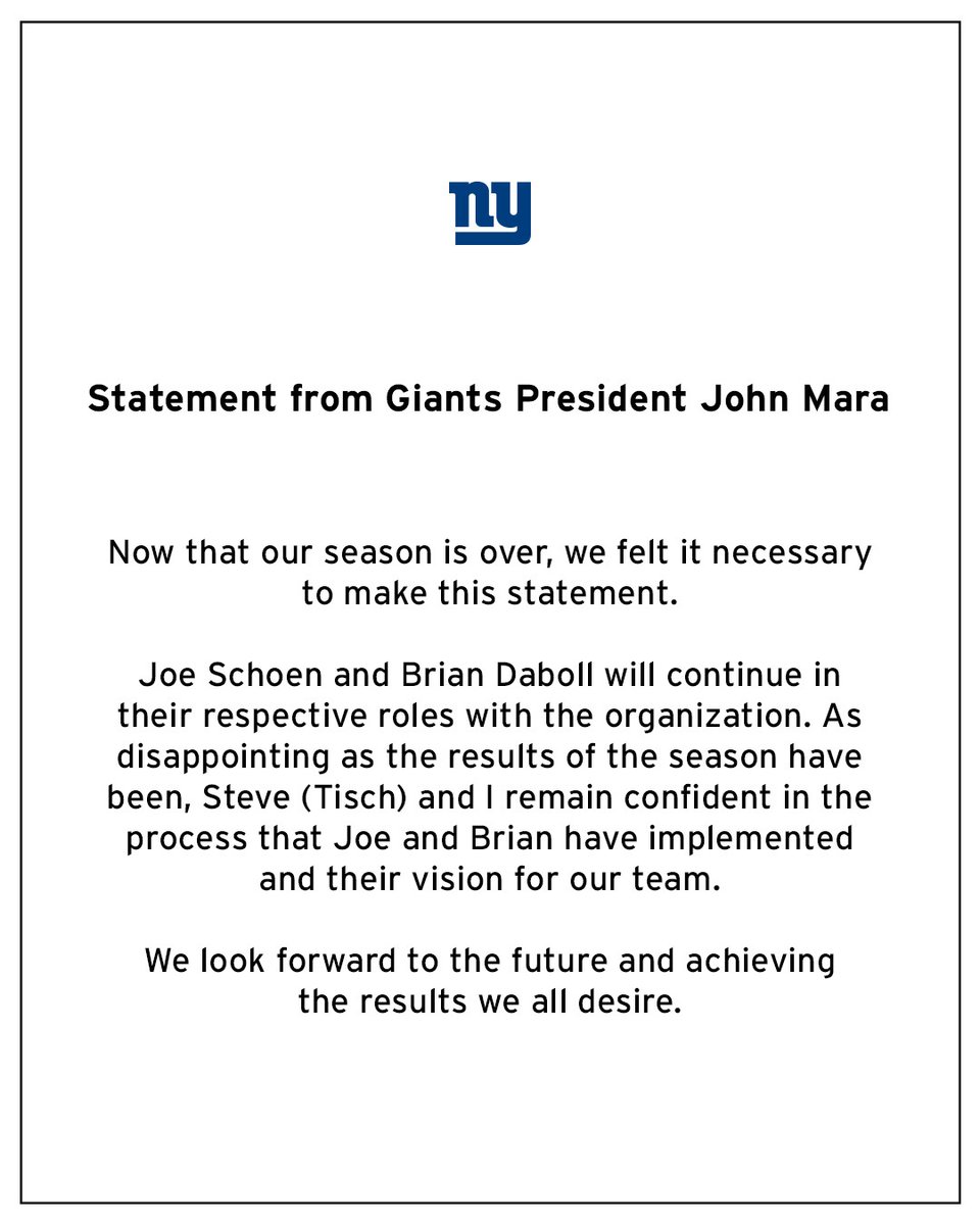 Statement from Giants President John Mara