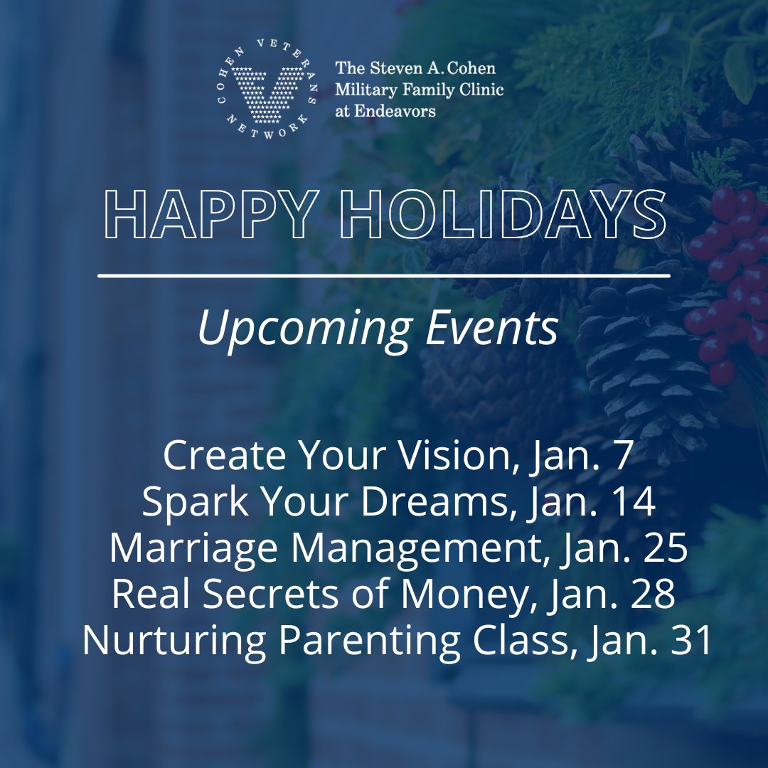 We have some great events this month, especially if you are looking to set good habits or lay a good foundation for your relationship in 2025. 

Sign up today: bit.ly/3F0IWV8