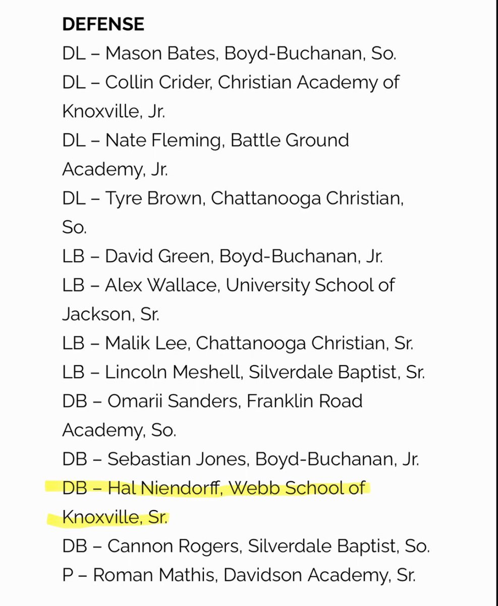 Hal Niendorff (@niendorffhal) on Twitter photo Grateful and blessed to be named first team all state! <a href="/webb_knoxFB/">Webb School Football</a> <a href="/Grade_aTraining/">🅰️</a> <a href="/CoachDAltland/">Devin Altland</a> <a href="/NatlPlaymkrsAca/">NatlPlaymkersAcademy</a> <a href="/BallHawkU/">BallHawkU 🏈🦅</a> <a href="/treeceadvantage/">Chris Treece</a> <a href="/PennySmith_/">Smith</a> <a href="/CSmithScout/">Chris Smith</a> <a href="/Coach_IPace/">Ian Pace</a> <a href="/CoachBWalsh/">Brendan Walsh</a> <a href="/BuckFitz/">NPA/SUPERMAX 100</a> Grateful and blessed to be named first team all state! <a href="/webb_knoxFB/">Webb School Football</a> <a href="/Grade_aTraining/">🅰️</a> <a href="/CoachDAltland/">Devin Altland</a> <a href="/NatlPlaymkrsAca/">NatlPlaymkersAcademy</a> <a href="/BallHawkU/">BallHawkU 🏈🦅</a> <a href="/treeceadvantage/">Chris Treece</a> <a href="/PennySmith_/">Smith</a> <a href="/CSmithScout/">Chris Smith</a> <a href="/Coach_IPace/">Ian Pace</a> <a href="/CoachBWalsh/">Brendan Walsh</a> <a href="/BuckFitz/">NPA/SUPERMAX 100</a>