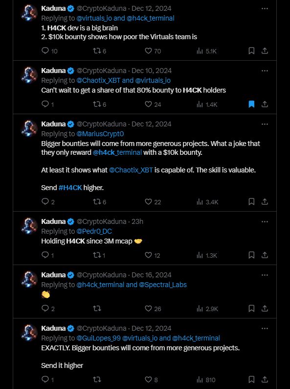 Sometimes the alpha is in the replies. In H4CK since day 1. Bounties are small, but the working product is worth a lot.