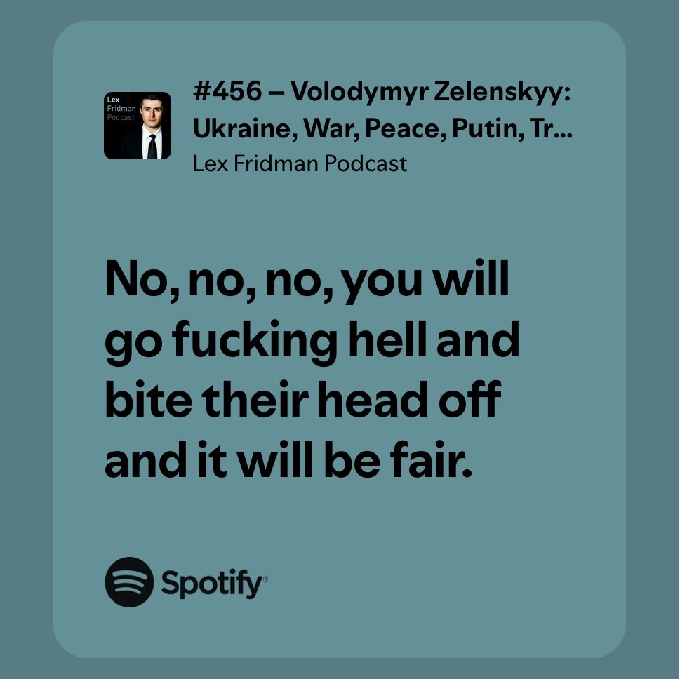 RushilNagda's tweet photo. Zelensky when Lex asks about forgiving Russia presents Lex with a hypothetical of someone killing his child and asks if he’d just let it slide. https://t.co/73mNyPVYuS https://t.co/y03f34LKxf