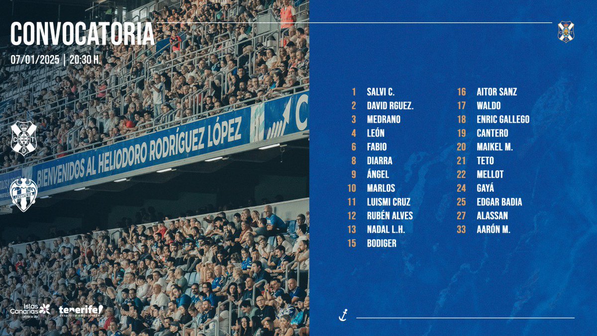 CDTOficial's tweet photo. 📝 Convocatoria ⚪️🔵 del #TenerifeLevante 

#SíSePuede #ImpulsoBlanquiazu https://t.co/4H5HfJmV4c
