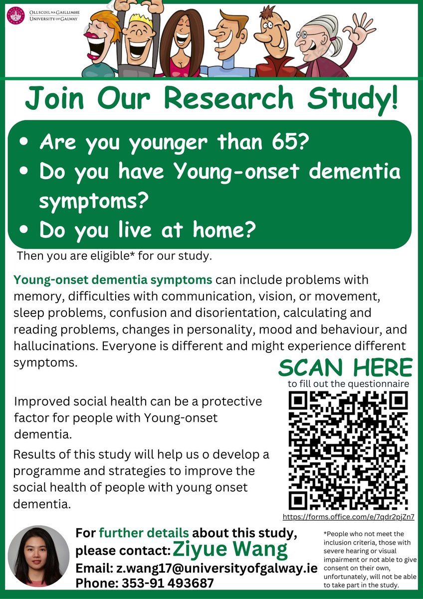 Innovations in Dementia (@innov_dementia) on Twitter photo A new taking part opportunity. PhD student, Ziyue, is looking forward to hearing about your 'Social Health' whilst living with Young onset dementia
dementiavoices.org.uk/deep-groups-ne…
<a href="/YoungDemNetwork/">Young Dementia Network</a> @elhijodevera - click the link above or go via the QR code on the poster below A new taking part opportunity. PhD student, Ziyue, is looking forward to hearing about your 'Social Health' whilst living with Young onset dementia
dementiavoices.org.uk/deep-groups-ne…
<a href="/YoungDemNetwork/">Young Dementia Network</a> @elhijodevera - click the link above or go via the QR code on the poster below
