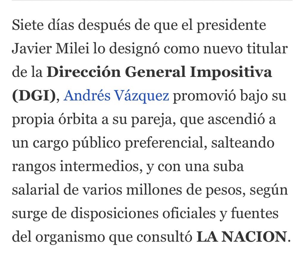 diagonalesweb's tweet photo. ⭕️ | ALERTA TOTAL: Siete días después de ser designado por Javier Milei, Andrés Vázquez, el nuevo jefe de la Dirección General Impositiva, ASCENDIÓ A SU ESPOSA Y LE DUPLICÓ EL SALARIO.

❌ Esto es un ESCÁNDALO. 

❌ Debe renunciar YA MISMO.

‼️ LA CORRUPCIÓN AVANZA.