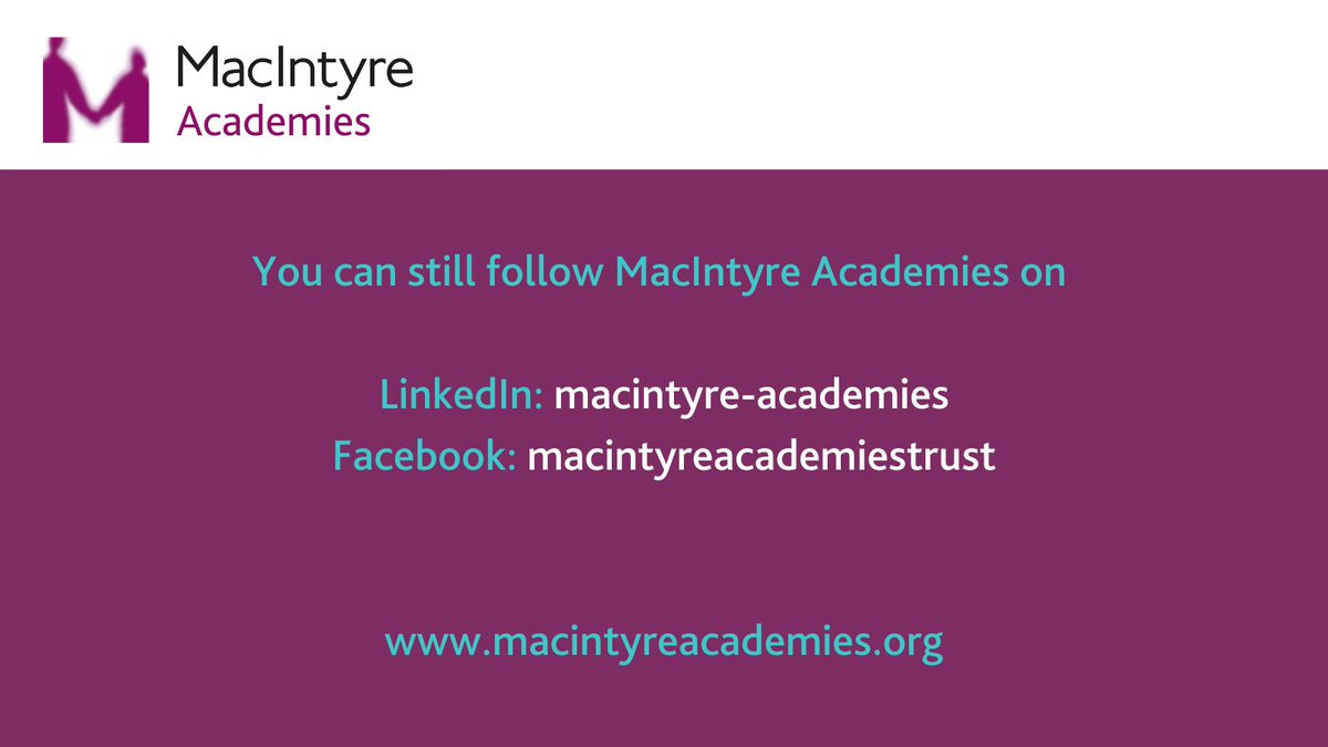 MATDiscovery_ac's tweet image. In it&apos;s current form, X no longer aligns with our values so we have made a decision to stop posting in X. You can still follow MacIntyre Academies on Linked In and Facebook. Thank you