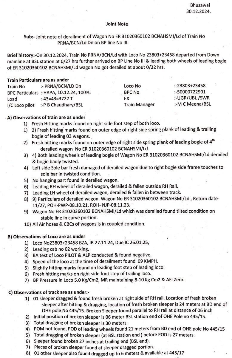 Railwhispers's tweet image. पहले राजधानी सहित दो #SPAD छिपाने,फिर टॉवर वैगंस की हेड-ऑन टक्कर से साफ मुकरने और ऐसी कई घटनाओं के बाद अब बीते साल के अंतिम दिन हुए #डिरेलमेंट को भी छिपाने की कोशिश हुई!
रेलमंत्री @AshwiniVaishnaw जी से आग्रह है कि वह इस डिवीजन को एक “एक्स्ट्रा ऑर्डिनरी सेफ्टी शील्ड” प्रदान करें!
