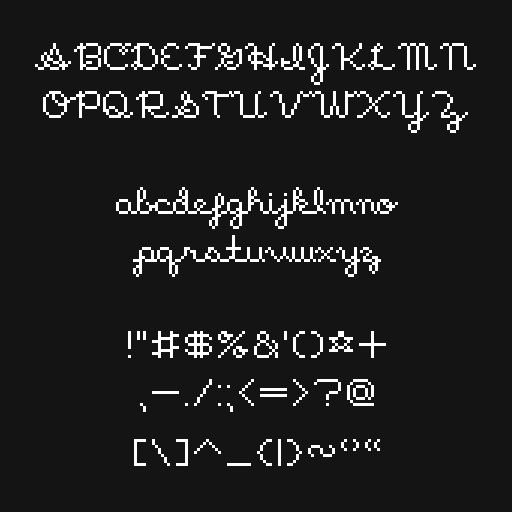 xBragorn's tweet photo. New Font Release and it's a cutie! - "Pixel Script" is a tiny little, cursive style, pixel font.
You can check it out here --> https://t.co/mLfiZMhbaG
#gamedev #pixelartist #indiegames #indiedev #IndieGameDev #pixelfont #pixelfonts #pixelartist
Thanks!π€ https://t.co/CNql1Bvvxs