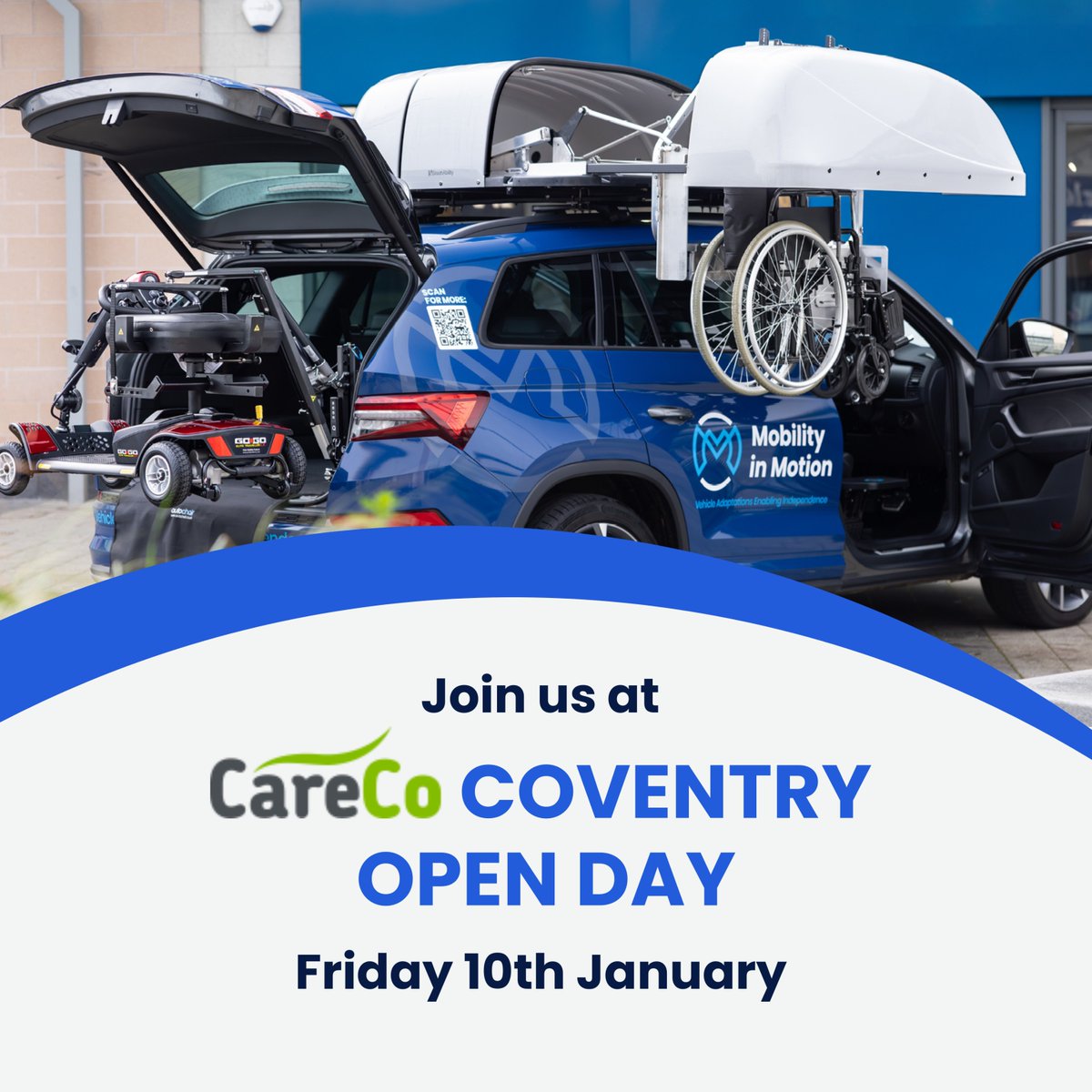 Join us this Friday at the opening of #CareCo's brand new showroom in Coventry! 

We'll be there from 11am with our demonstration car to showcase our range of vehicle adaptations 🚗

📍 Unit 5 &amp; 6 Holbrook Park, Holbrook Lane, Coventry CV6 4QY
🗓️ Friday 10th January
