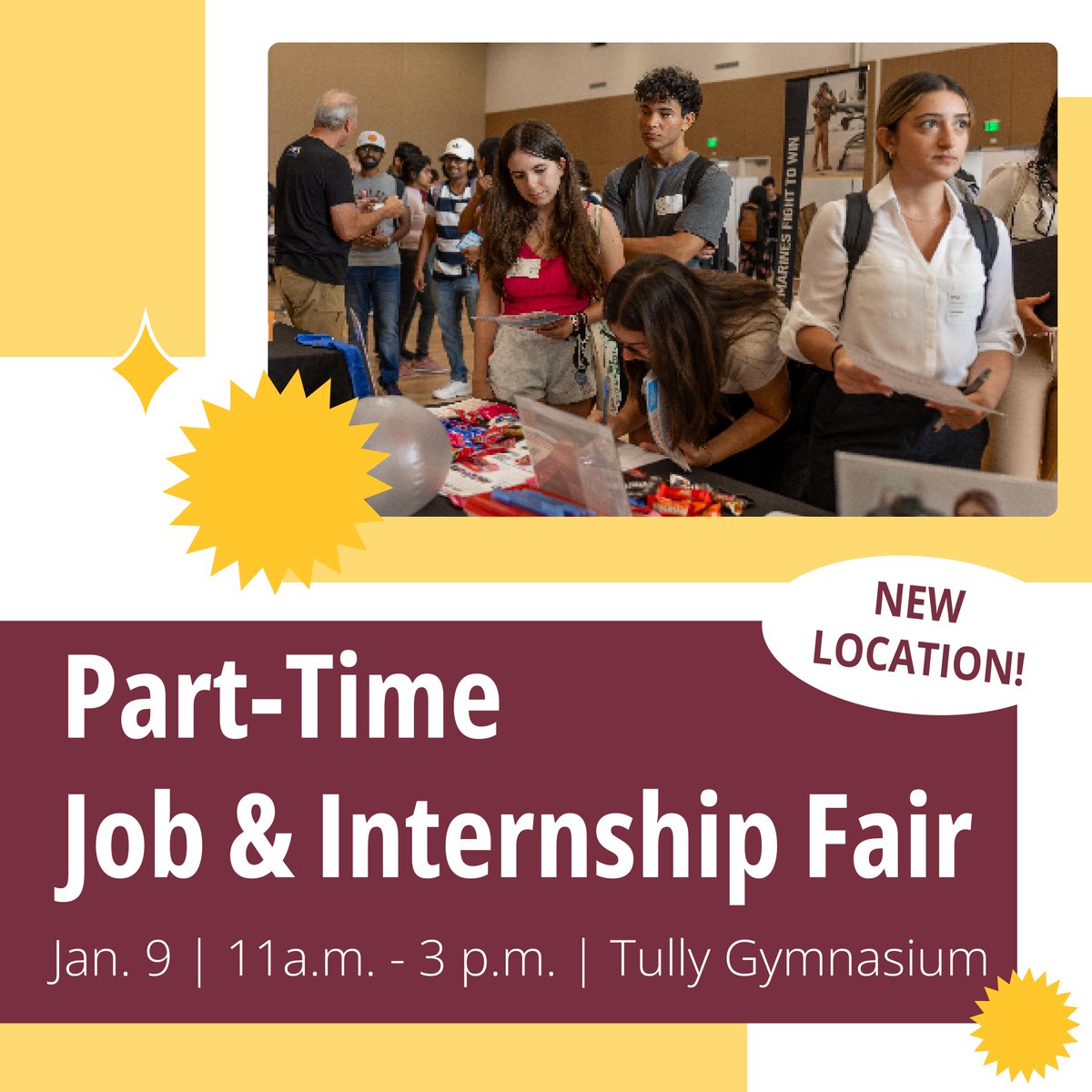 Hey students, the countdown begins! ⏲ Only 3 days left till our first career fair of spring! Have you got your resumes ready? Don't miss out on this chance to meet potential employers at this event, happening soon at the Tully Gymnasium 👔📑 #CareerFair #JobHunt #PartTimeJobs