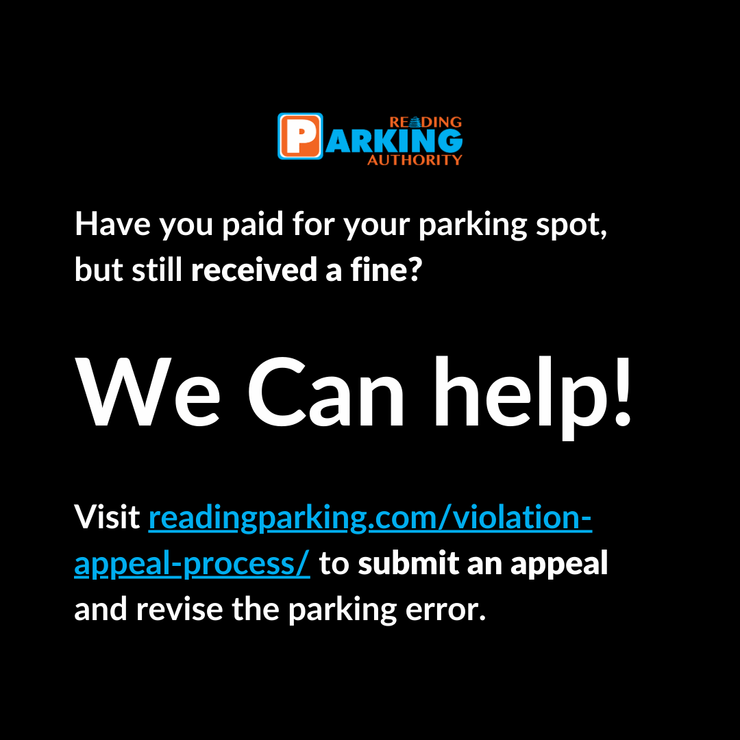 ParkingReading's tweet photo. If you’ve received a parking fine, please visit https://t.co/U45tyFsyfj to submit an appeal towards your parking ticket if you feel your parking violation was made in error.

#ReadingParkingAuthority #ParkingTicketViolation #ParkingAppeal #ParkingTicket #CityParking #Parking https://t.co/HtuvjZNEYz