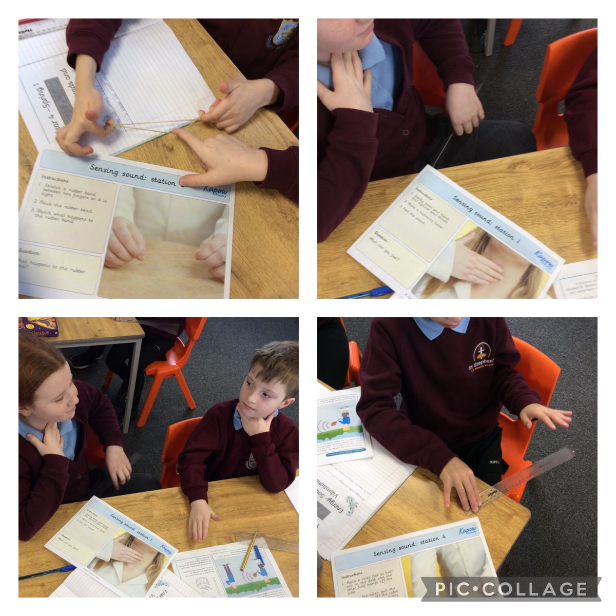 In Science, Year 4 have been describing how sounds are made.