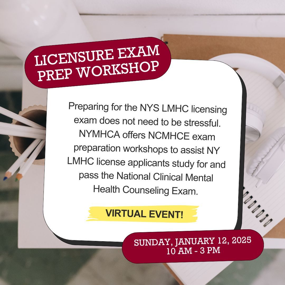 🌟 Our Virtual Exam Prep Workshop is here to help you take the NCMHCE with confidence.

🗓 When: Sunday, January 12, 2025

⏰ Time: 10 AM - 3 PM

📍 Where: Virtual!

This workshop is packed with expert tips to help you study and stress less!

buff.ly/3ZNoDE1