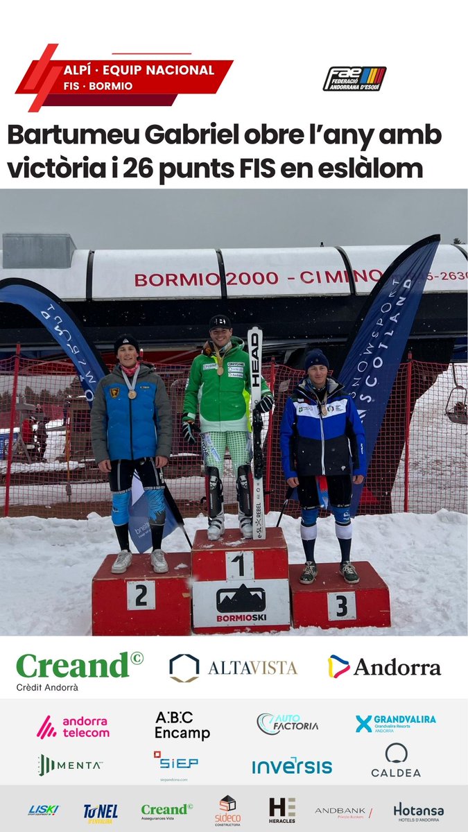 ALPÍ · Victòria i punts FIS per a <a href="/bartugabriel/">Bartumeu Gabriel</a> a l’eslàlom FIS de #Bormio 🇮🇹

INFO ✅ fae.ad/index.php?opti…