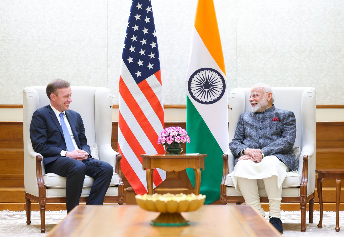 Narendra Modi (@narendramodi) on Twitter photo It was a pleasure to meet the US National Security Advisor <a href="/JakeSullivan46/">Jake Sullivan Archived</a>. The India-US Comprehensive Global Strategic Partnership has scaled new heights, including in the areas of technology, defence, space, biotechnology and Artificial Intelligence. Look forward to building It was a pleasure to meet the US National Security Advisor <a href="/JakeSullivan46/">Jake Sullivan Archived</a>. The India-US Comprehensive Global Strategic Partnership has scaled new heights, including in the areas of technology, defence, space, biotechnology and Artificial Intelligence. Look forward to building