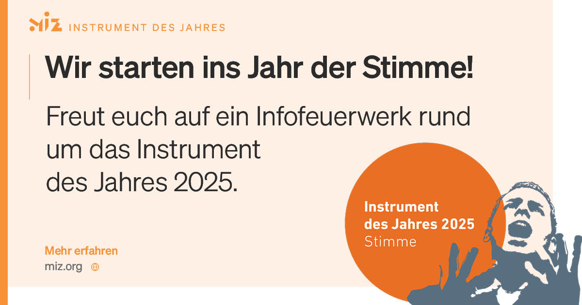Frohes Neues, wir sind jetzt auch wieder da, dieses Jahr im Zeichen der Stimme. Zu dem Instrument  des Jahres 2025 zünden wir demnächst ein Infofeuerwerk und beleuchten Stimmgesundheit, Singen als Hochleistungssport, Gesangsstudium und vieles mehr!