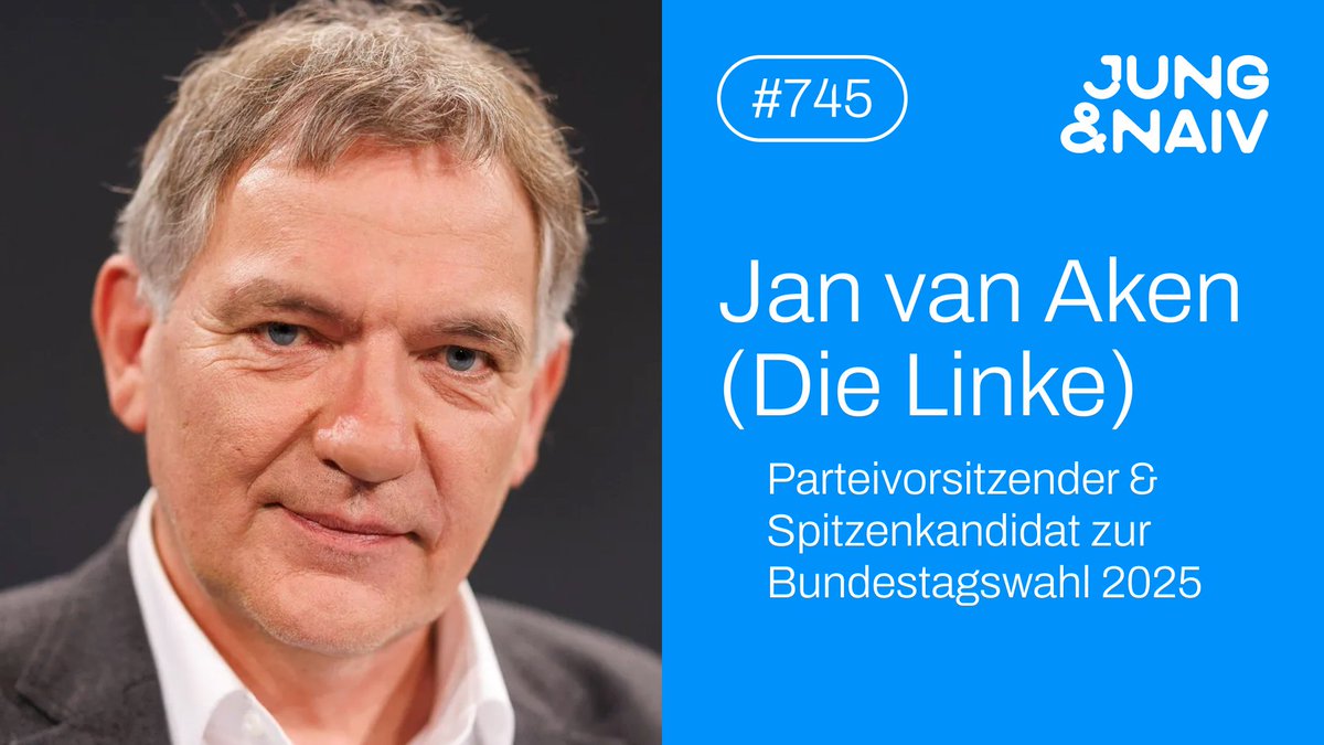 Tilo Jung (@tilojung) on Twitter photo Nicht verpassen: Am morgigen Dienstag ist <a href="/jan_vanaken/">Jan van Aken</a>, Spitzenkandidat der Linken zur Bundestagswahl 2025, zu Gast bei <a href="/JungNaiv/">Jung & Naiv</a>. Ab 14:30 Uhr gehen wir live! youtu.be/ls0tBHgy_xI
Habt ihr Fragen an den Parteivorsitzenden von <a href="/dieLinke/">Die Linke</a>? Her damit! Nicht verpassen: Am morgigen Dienstag ist <a href="/jan_vanaken/">Jan van Aken</a>, Spitzenkandidat der Linken zur Bundestagswahl 2025, zu Gast bei <a href="/JungNaiv/">Jung & Naiv</a>. Ab 14:30 Uhr gehen wir live! youtu.be/ls0tBHgy_xI
Habt ihr Fragen an den Parteivorsitzenden von <a href="/dieLinke/">Die Linke</a>? Her damit!