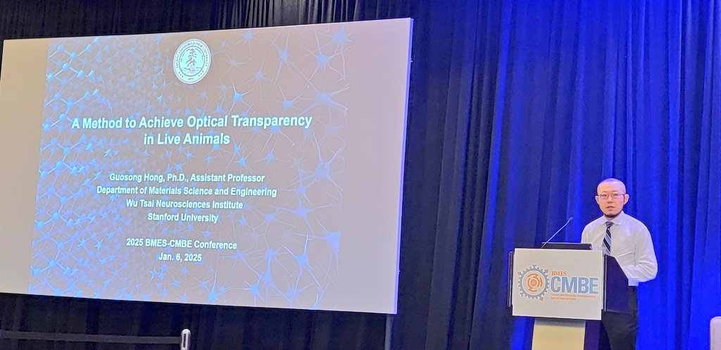 Great Rising Star talk by Dr. Guosong Hong on how we are bags of opaque fatty water, but with <a href="/Doritos/">Doritos</a> dye, we can become transiently transparent and great for imaging! #cmbe2025 #imaging #Transparency