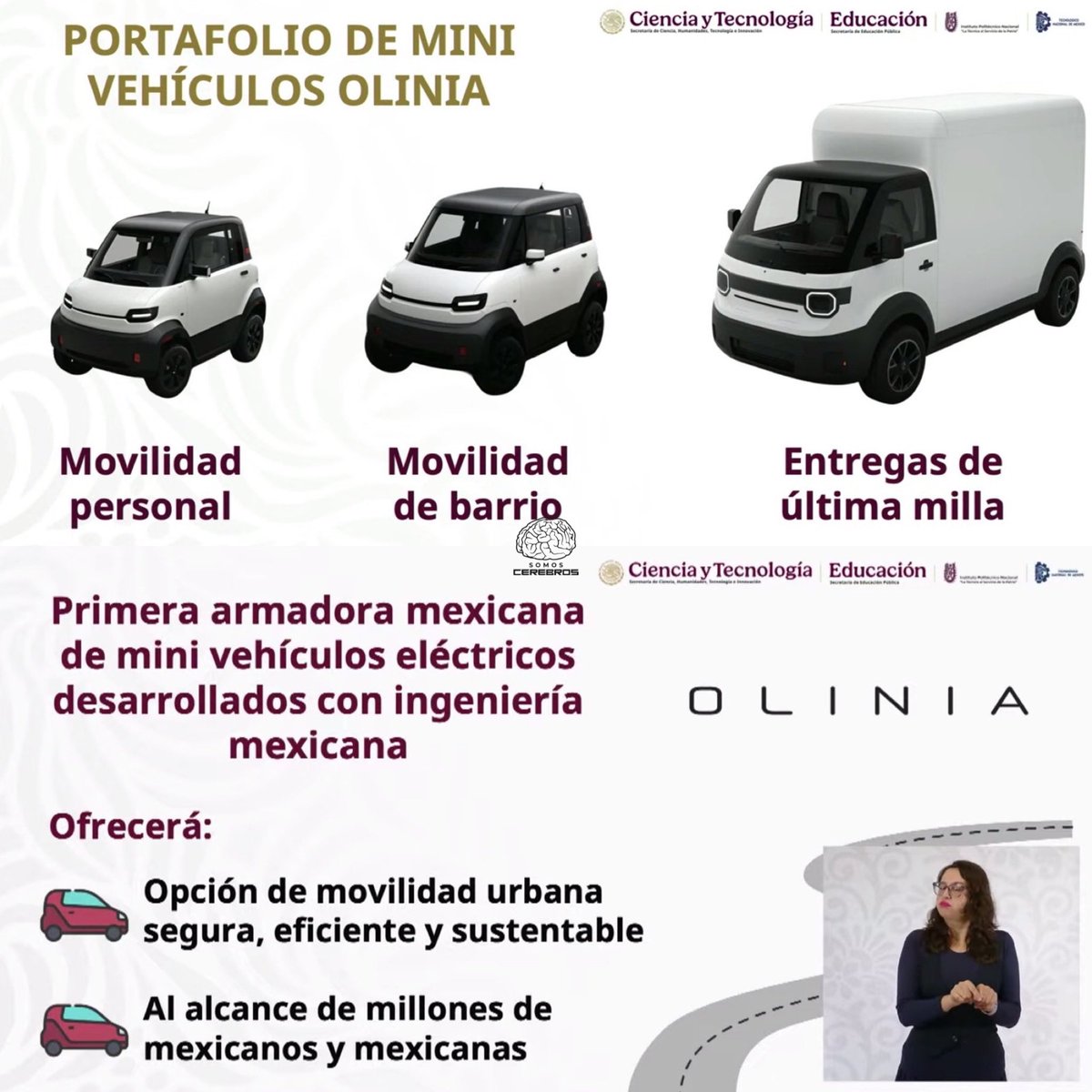 CerebrosG's tweet photo. Urgente de último momento: El Gobierno de México anunció la creación de Olinia, una armadora de autos eléctricos donde se estarán diseñando tres modelos: Movilidad personal, de barrio, última milla, cuyo precio, dependiendo el modelo, será de 90 mil pesos a 150 mil pesos. https://t.co/xYHpuviwcA