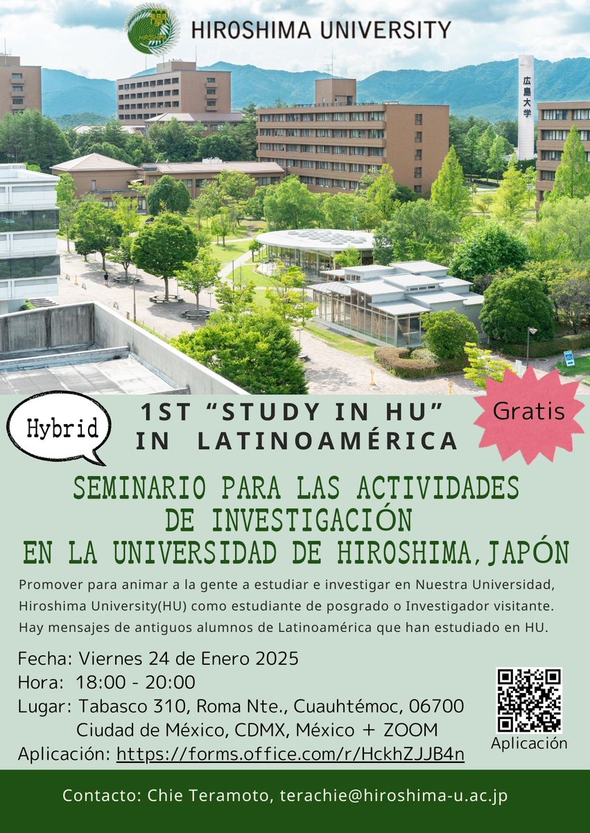 chielatina's tweet photo. Amigos de México y Latinoamérica!
¡Feliz Año nuevo!
Estoy planeando a ir a México en este Enero 2025! y Organizar un Seminario para promover que vengan a nuestra universidad!!
=====================
Aplicación: https://t.co/xpbsKW3yn9
=====================
Nos vemos pronto! https://t.co/CcGIWVYOv1