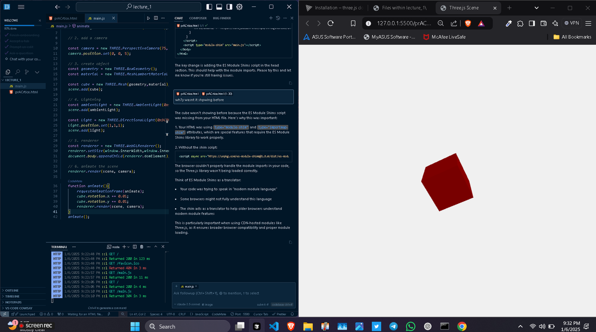 Nitaj333's tweet photo. π Day 4-5 of #AdvancedFrontend
1οΈβ£ Diving into three js
2οΈβ£ playing and controlling with object
3οΈβ£ Light and materials, texture etc
Working on a 3D portfolio.
#30DaysOfCode #connect #webdev
#letsconnect https://t.co/Q5dH30w4xO