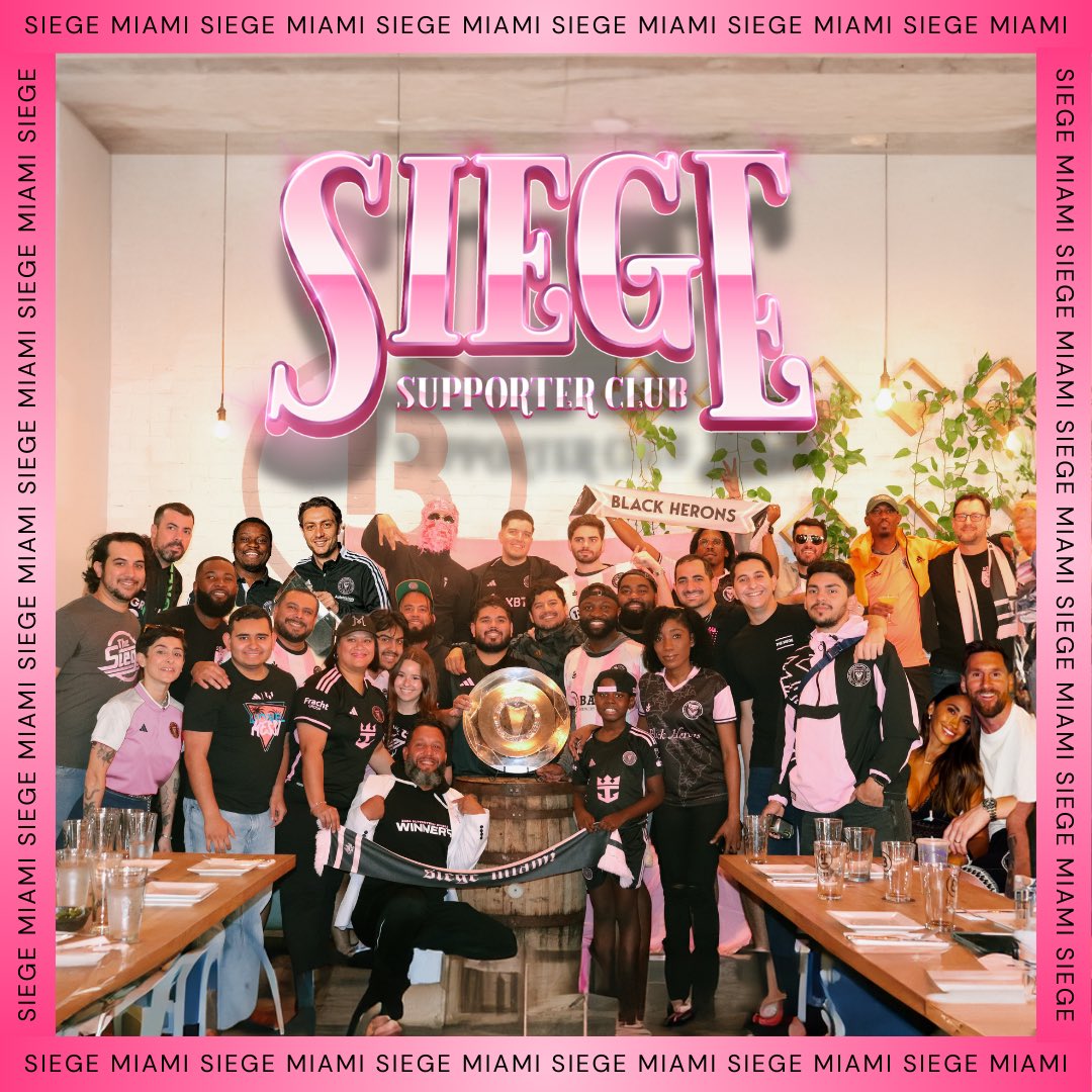 SiegeMiami's tweet photo. This past weekend, we were able to share the Supporters Shield with some of our Siege family 🖤🩷 

What incredible memories only made possible by the passion and hard work from this Familia, thank you all! 🫶🏼
Stay tuned for more! https://t.co/SUugfzUtBq