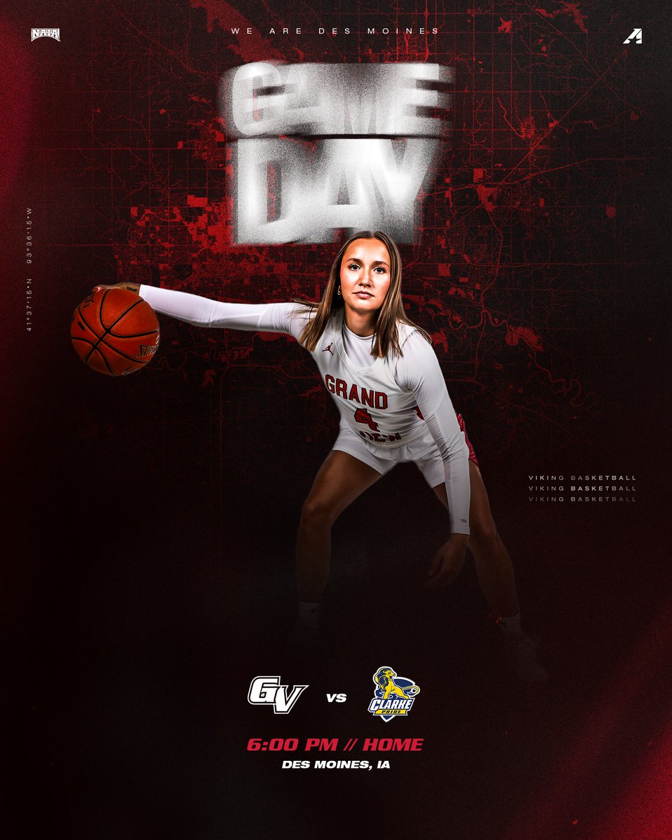 W🏀 | #GAMEDAY | <a href="/gv_wbb/">Grand View Basketball</a>

🆚 Clarke University
📍 Des Moines, IA
⏰ 6:00 PM
📈 ow.ly/b23z50UA4c4
📹 ow.ly/4LbJ50UA4c3

#WEAREDSM