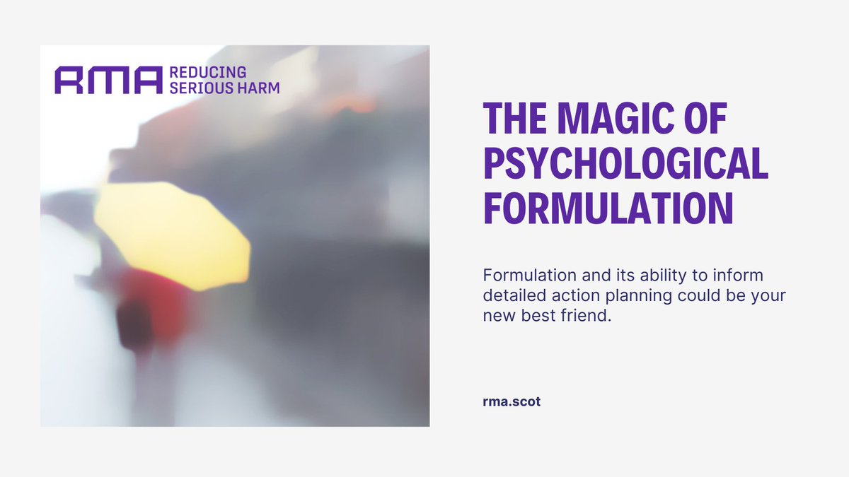 Psychological formulation is like that secret recipe your granny swears by - it's potentially transformative if it's done well. @GTayRMA is on our #RMAScot blog talking about our training and the role of formulation: rma.scot/rma-blog-the-i…