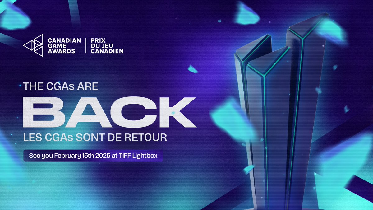 🎮✨ The Canadian Game Awards Are Back! ✨🎮

Mark your calendars! 🗓️
On February 15, 2025, join us at the prestigious TIFF Lightbox in Toronto as we celebrate the best of the Canadian gaming industry. 

Stay tuned for more announcements, ticket info, and exciting updates. 🚀