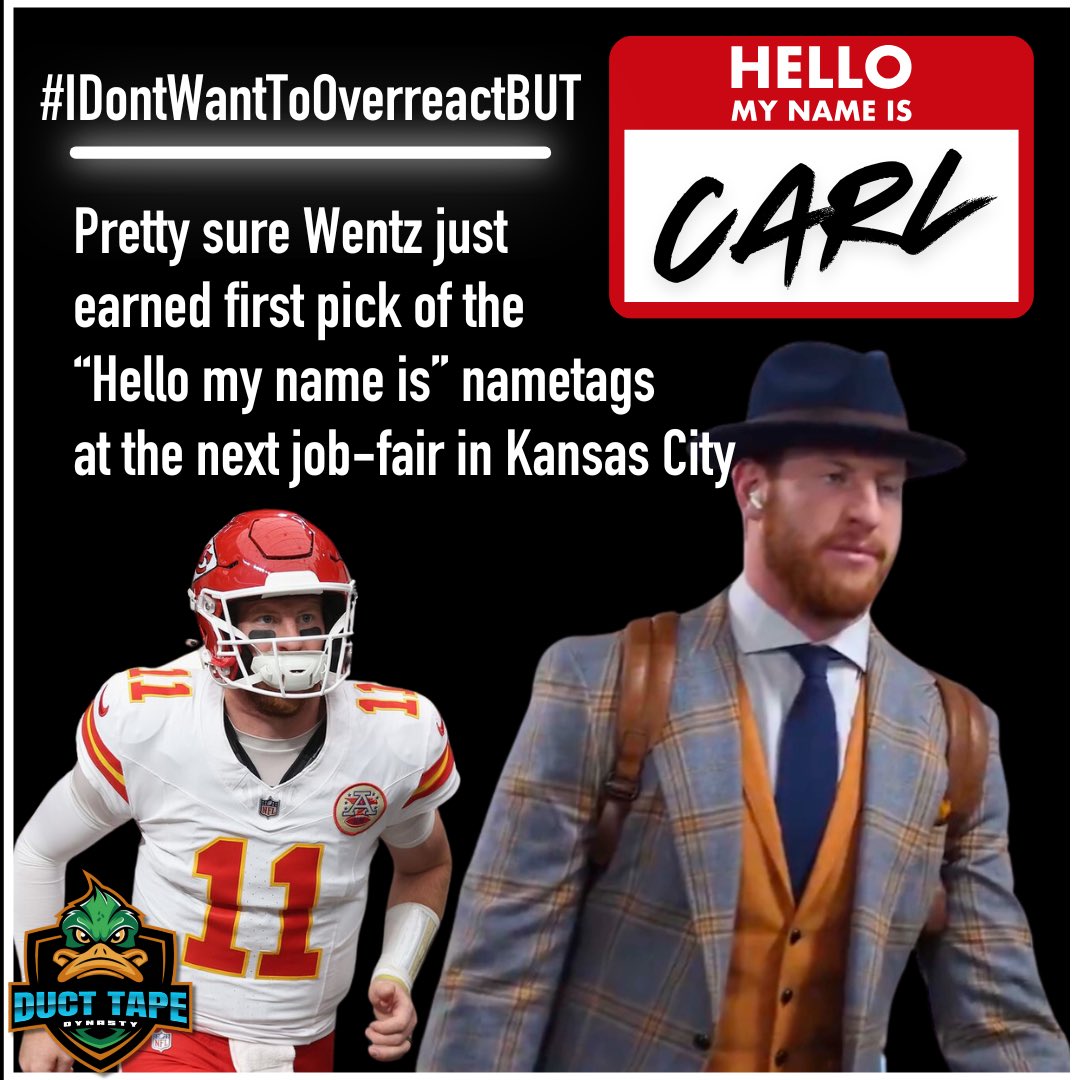 eMTy_STATE's tweet photo. @UnSportsESPN @danorlovsky7 @ESPNRadio Pretty sure Wentz earned himself first pick of the “Hello my name is” nametags at the next job-fair in KC. https://t.co/2gZHgTB08d