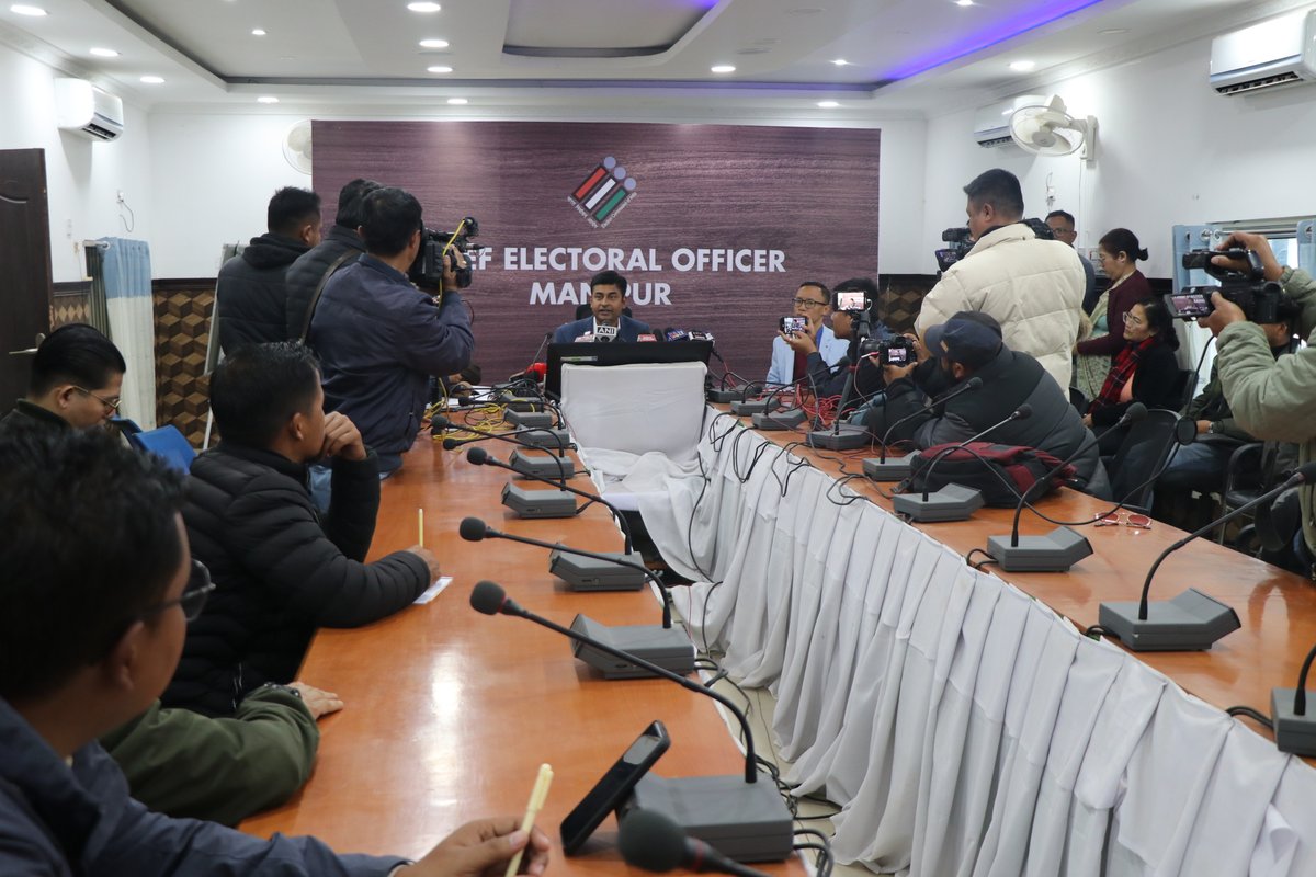 CeoManipur's tweet photo. CEO Manipur, conducted a Press Conference today, at CEO's Office, Lamphel, in connection with the publication of Final Electoral Rolls for Special Summary Revision-2025. #ElectionCommissionOfIndia #ChiefElectoralOfficerManipur #EikhoiVoterChallasi #SSR2025 https://t.co/sXFH7ftcfb