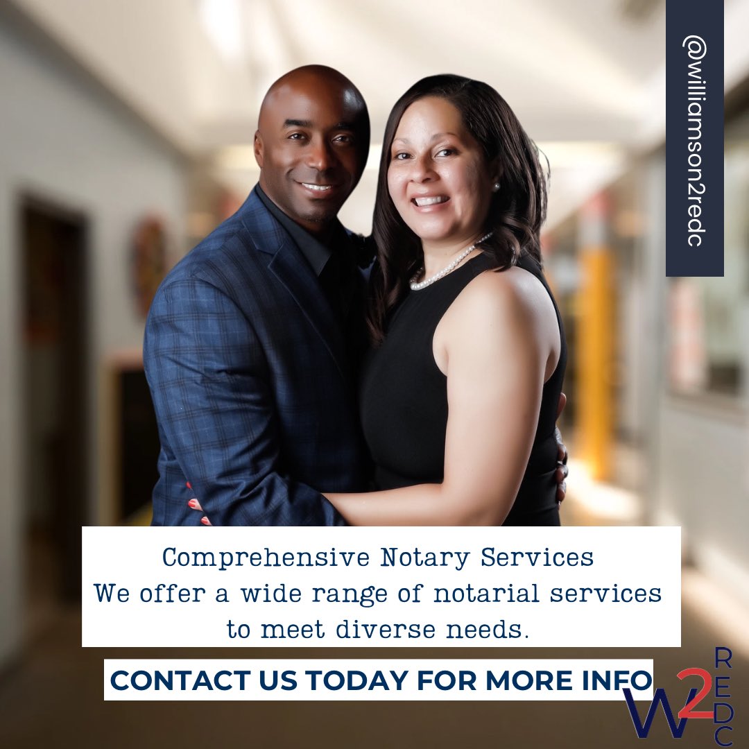 Our Notary Company: A Trusted Partner in Real Estate Closings

For the past five years, our notary company has proudly partnered with real estate professionals, providing seamless assistance with closing documents.

📍Worldwide 
💻 williamson2redc.com

📲 (804)451-1387

#RON