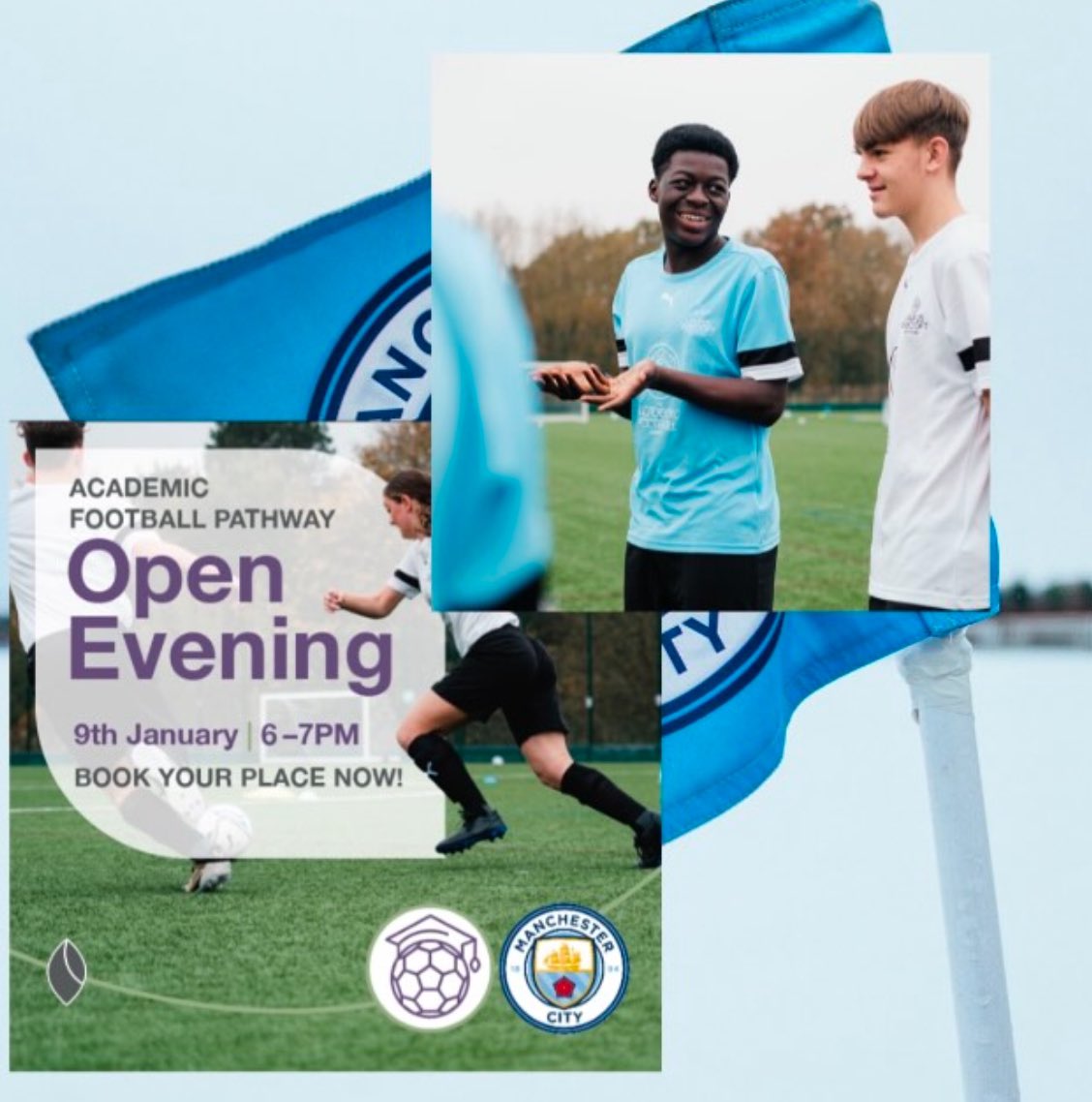 ELITEPathwayLT's tweet photo. ⚽️ | AFP: Open Evening
On Thursday, we are hosting an Open Evening for parents, carers, & prospective students to learn more about this one-of-a-kind opportunity to combine A Levels with a football programme ran completely by @ManCity.
Book your place👇🏼
https://t.co/OlIqj03zxp https://t.co/4301c9ZwEf