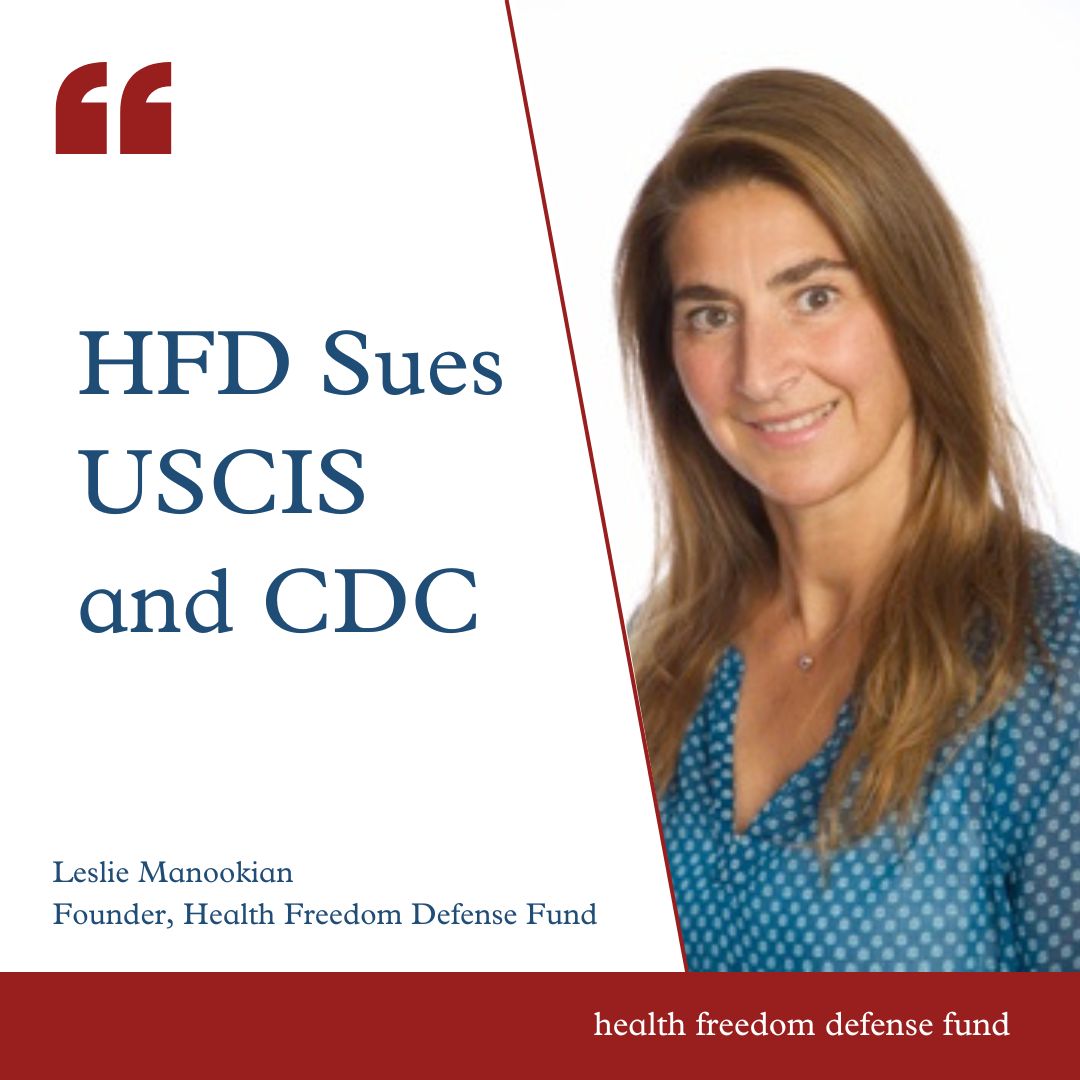 HFDF Sues USCIS and CDC Over Denial of Green Card Applications Due to C0v*d-19 Vaccination Status.

The lawsuit argues that the CDC and USCIS acted unlawfully by including C0v*d-19 vaccines on the list of vaccinations required for lawful immigration. 

&gt;&gt;&gt; healthfreedomdefense.org/health-freedom…