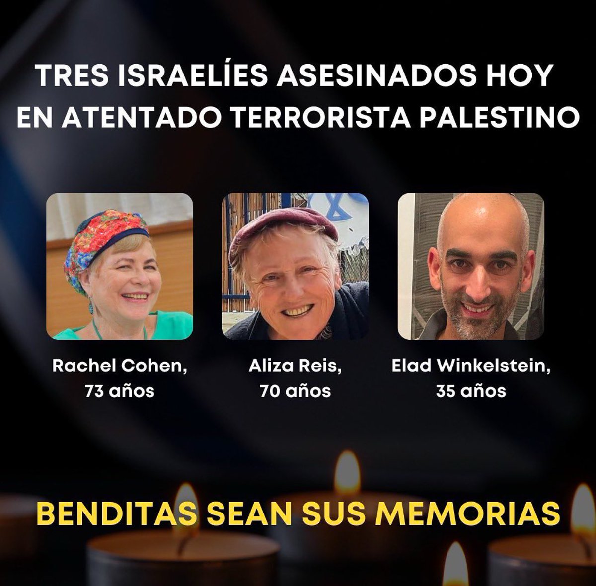 ACOM_es's tweet photo. Estas son las tres víctimas mortales asesinadas hoy por palestinos en el atentado del autobús.

Su memoria ya es bendición.

@IsraelinSpanish https://t.co/IBRm2dmdlT