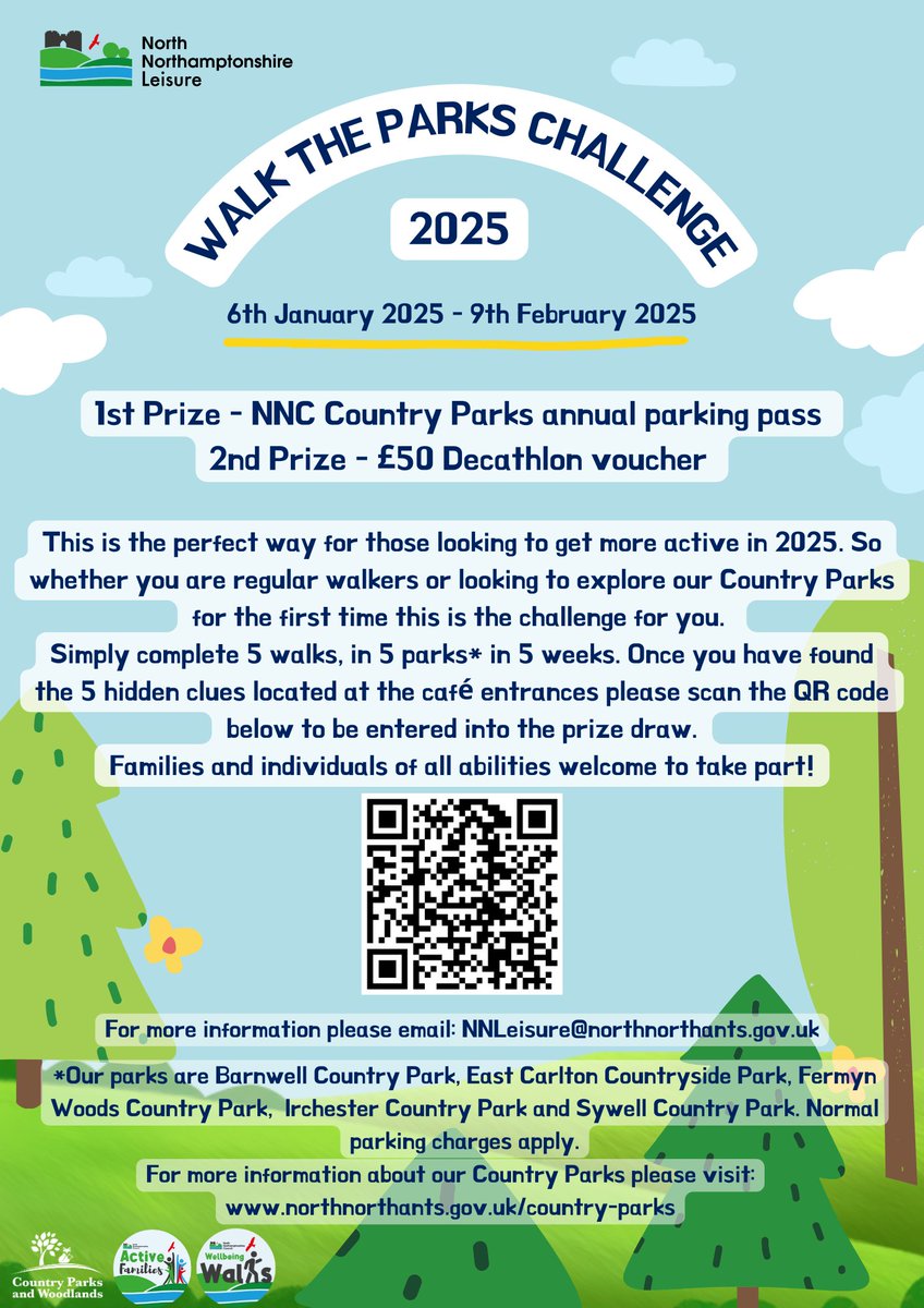 North Northants Leisure (@nn_leisure) on Twitter photo Walk the Parks challenge is open to families and individuals to take part. From the 6th Jan, simply visit our 5 North Northamptonshire Country Parks & get the key word from each location to be entered into a prize draw.
<a href="/NNorthants/">Network Northants</a> <a href="/PublicHealthNN/">Public Health North Northamptonshire</a> Walk the Parks challenge is open to families and individuals to take part. From the 6th Jan, simply visit our 5 North Northamptonshire Country Parks & get the key word from each location to be entered into a prize draw.
<a href="/NNorthants/">Network Northants</a> <a href="/PublicHealthNN/">Public Health North Northamptonshire</a>