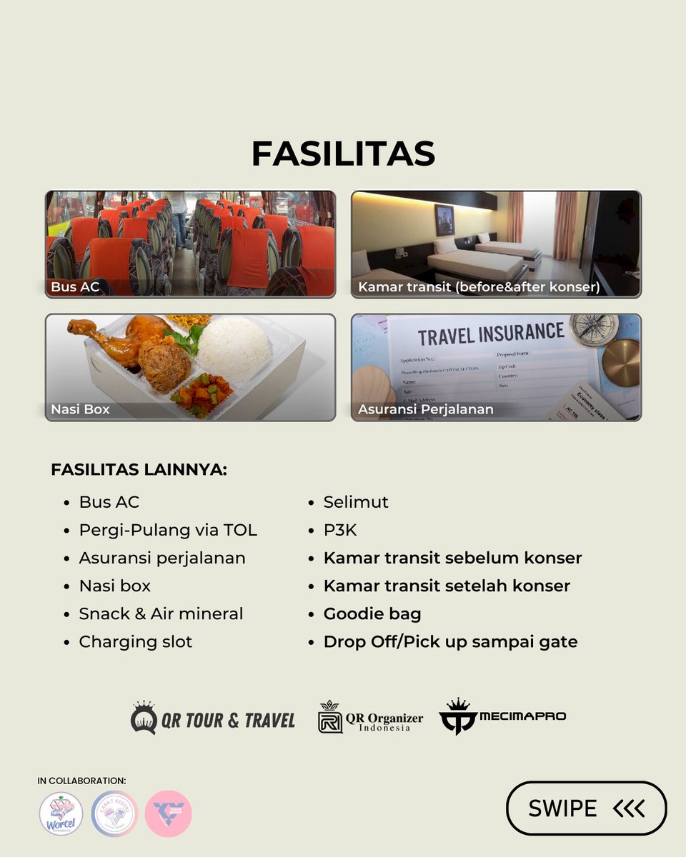 qr_tour's tweet image. MCP OFFICIAL PARTNER CONCERT TRANSPORTATION SEVENTEEN [RIGHT HERE] IN JAKARTA

Halo Carat Jawa Timur dan Sekitarnya! Yuk join official trip konser Seventeen dari QR Tour and Travel

Harga mulai 750rb/pax

Info dan pemesanan
🔗 linktree.com/qr_organizer 

Promoted by @mecimapro…