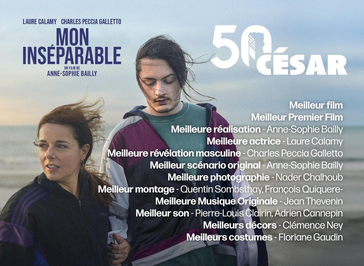 Éligible dans toutes les catégories aux César 2025 : MON INSÉPARABLE de @annesophiebailly, avec Laure Calamy et Charles Peccia Galletto.

Actuellement au cinéma 
🎟️Séances et billetteries sur mon-inseparable.lefilm.co