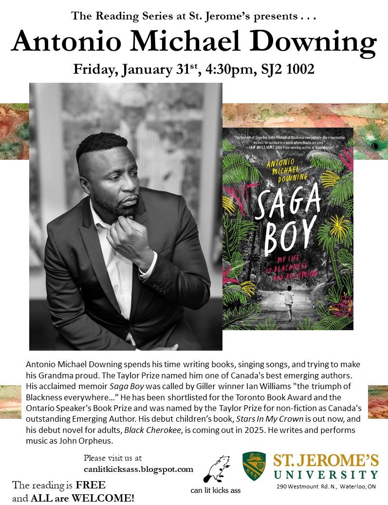 .uw_english alumnus Antonio Michael Downing is the next author in this year’s Reading Series at St. Jerome’s. Fri. Jan. 31, 4:30pm, SJ2 1002. The reading is free and all are welcome. buff.ly/4gE9Cvq