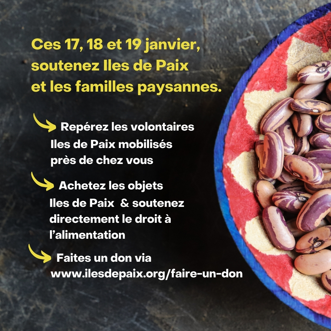Place à l'action pour le droit à l'alimentation ! Dans 12 jours - les 17, 18 et 19 janvier - réservez un bon accueil aux volontaires Iles de Paix mobilisés aux 4 coins de la Wallonie et de Bruxelles👋