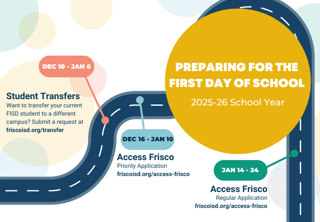 REMINDER: Today is the final day for current Frisco ISD families to apply to transfer their student from their zoned school to a different campus for the 2025-26 school year.

Details: ow.ly/Bimq50UAmjt