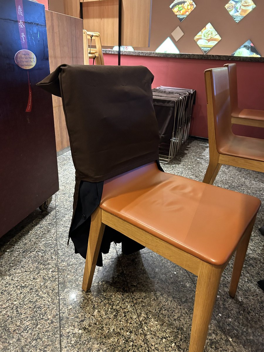 Things seen in Singapore: best invention yet - a chair/jacket cover to make sure nothing gets spilled on your jacket when it’s hanging on the back of your chair (and no one can run off with it either!) Simple but genius! #lifearoundtheglobe